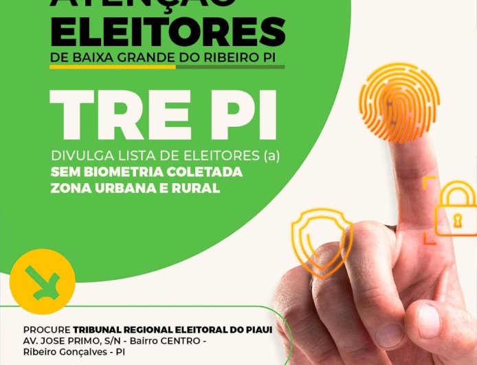 Lista Divulgada pelo TRE PI de Eleitores sem Biometria coletada, tanto na Zona Urbana quanto Zona Rural de Baixa Grande do Ribeiro.